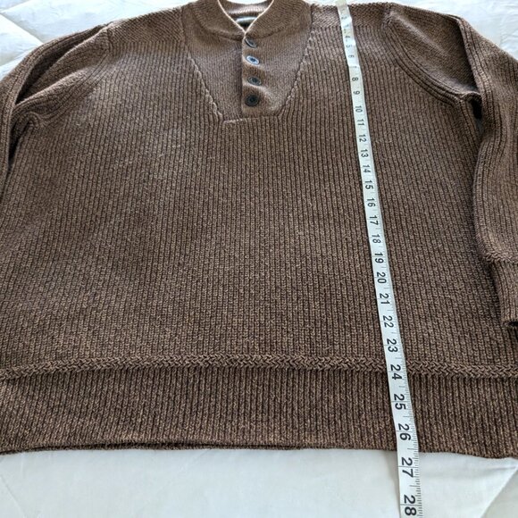 EDDIE BAUER Sweater Men's L Brown Henley Knit Long Sleeve Ribbed Accent Pullover - Picture 12 of 12